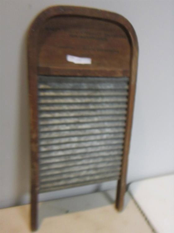 Old wood and tin wash board- NO 97: Old wood and tin wash board- NO 97- Oval Oaks 23 1/2-rounded top