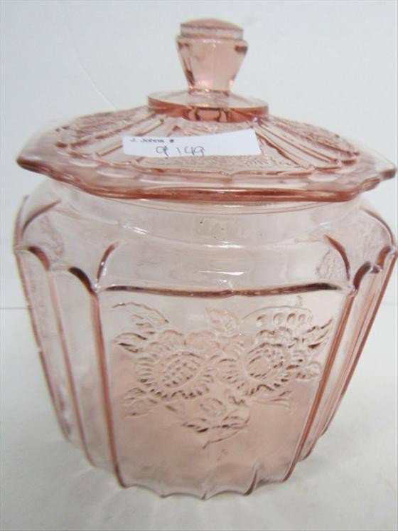 Pink Mayfair cookie jar with lid-7 1/2": Pink Mayfair cookie jar with lid-7 1/2"