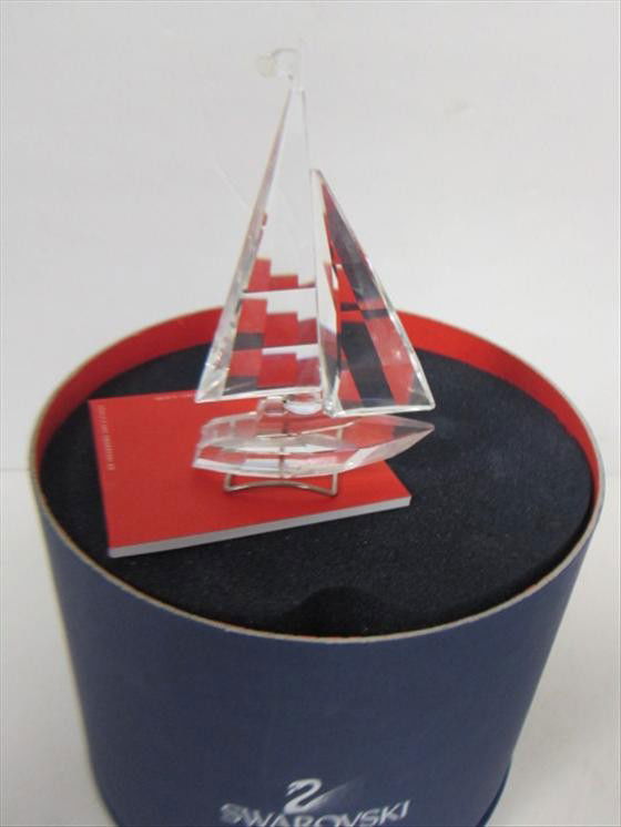 Swarovski crystal sail boat #A7473: Swarovski crystal sail boat #A7473- with blue box-and booklet