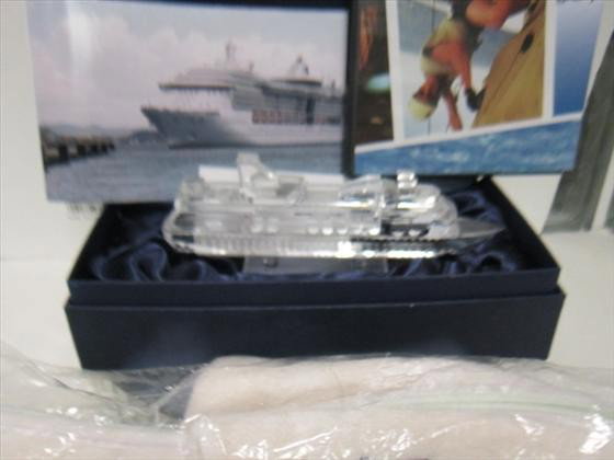 Swarovski crystal Radiance of the Seas: Swarovski crystal Radiance of the Seas in original box -paper slipper DVD Royal Caribbean ship- Great piece