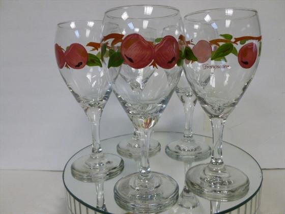 5 piece wine stems-Franciscan ware: 5 piece wine stems- Franciscan ware Desert rose pattern-7 1/4