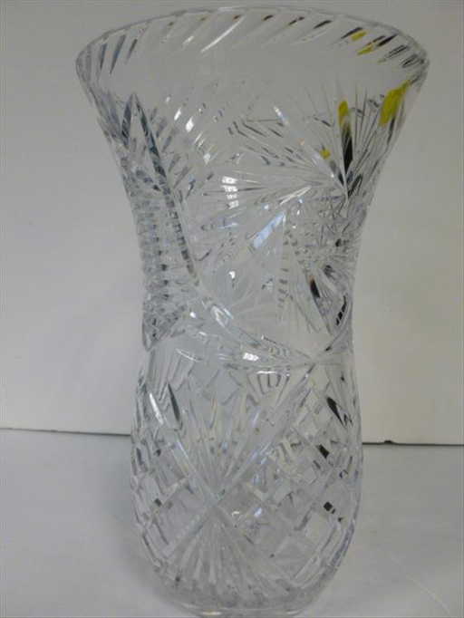 Large cut crystal table vase-sunburst design