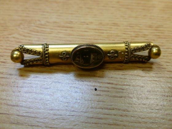 Ornate Victorian gold filled bar pin- circa 1850: Ornate Victorian gold filled bar pin- circa 1850-2 1/4 long-