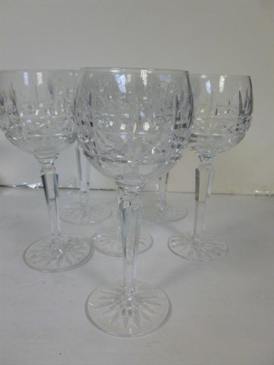 Set 6 Waterford Balloon wine stems: Set 6 Waterford Balloon wine stems- Lismore pattern-round base with design- 7 1/2"