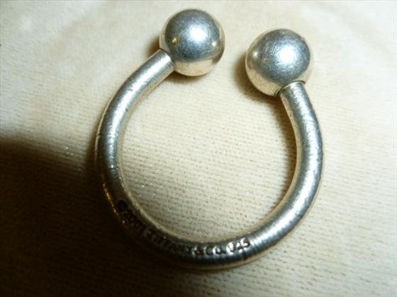 Tiffany and Co. 925 Silver keychain: Tiffany and Co. 925 Silver keychain - ball ends - total weight 18 grams - 1 1/4 long horseshoe shaped