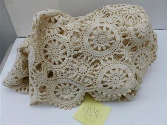 Crochet table cloth or bed cover: Crochet table cloth or bed cover - 7 ft. by 90 inch good condition