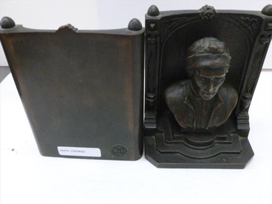 Bronze bookends-Dante-by Bradley and Hubbard: Bronze bookends - Dante - by Bradley and Hubbard marked - flat screw bottom - 5 1/2 tall solid heavy bronze great condition