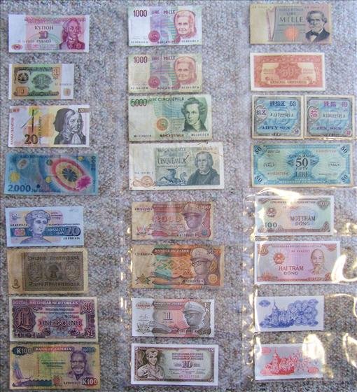 26 Pcs Foreign Currency: 26 Pcs Foreign Uncirculated Currency - Slovenije, Romaine, Italia, Military Currency-Sen, Viet Nam, Zaire and more Indonesia, Yinhang, British Armed Forces, Slovenuje, Burma, Hrvatska, Polski & more