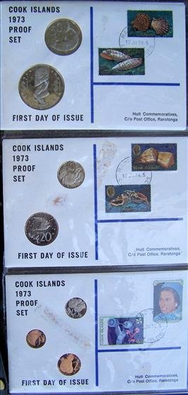 3 Cook Islands Proof Sets & First Day of Issue: 3 1973 Cook Islands Proof Sets & First Day of Issue - Hutt Commemoratives