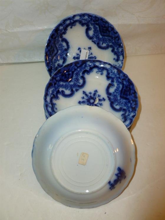 8 flow blue berry bowls-Knox- New Wharf England-4 3/4 d: 8 flow blue berry bowls-Knox- New Wharf England-4 3/4 dia. All good condition- no stains