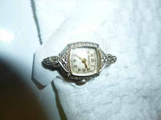 Ladies 14Kt white gold bezel Bulova watch: Ladies 14Kt white gold bezel Bulova watch