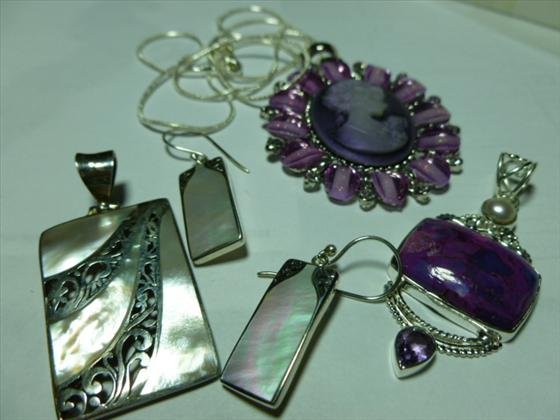 3 pieces-turquoise & sterling pendant-Mother of Pearl, 