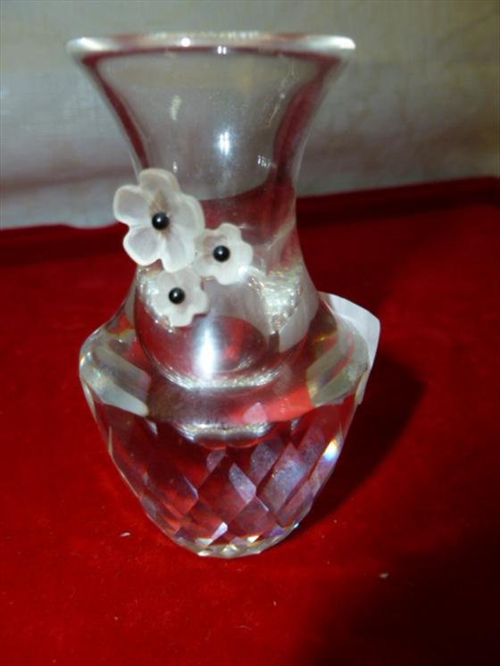 Swarovski crystal flower vase with satin flowers black 