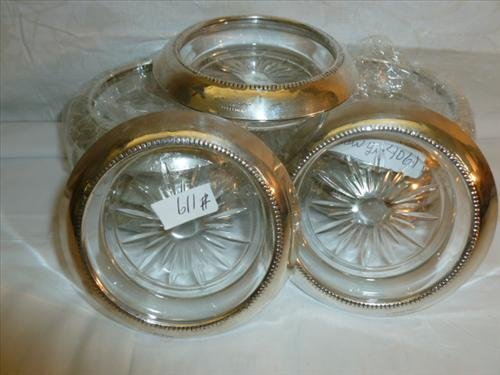 9 Sterling and glass coaster -Frank M. Whiting and Co: 9 Sterling and glass coaster -Frank M. Whiting and Co- all good condition