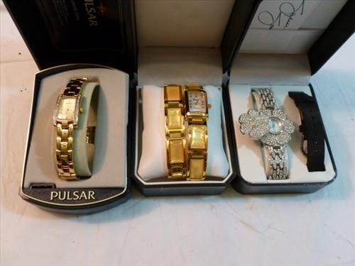 3 new in box watch sets- Suzanne sommers- Vinani and: 3 new in box watch sets- Suzanne sommers- Vinani and Pulsar gold and silver tone colored stones and rhinestones