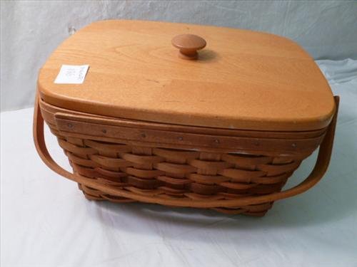 Longaberger basket with top-plastic insert-JLH 1997: Longaberger basket with top-plastic insert-JLH 1997-6 1/2 by 10 1/2-collectors club