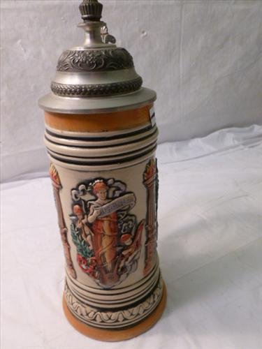 West German stein- Limited 182/999-MR mark-11": West German stein- Limited 182/999-MR mark-11"-torches harps and cherubs playing instruments