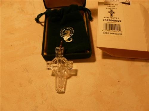 Waterford Crystal Irish Celtic Cross Pendant in box: Waterford Crystal Irish Celtic Cross Pendant in box with bag- 2 1/4 long-Like new condition