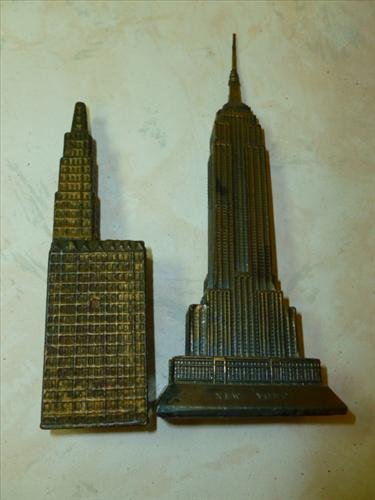 2 AC Williams and Japan-Cast Iron And Die Cast Empire: 2 AC Williams and Japan-Cast Iron And Die Cast Empire State buildings-banks-6-7 3/4 tall