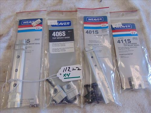 Lot of 4 Weaver Mounts&Bases #s 406S, 411S, 414S&401S: Lot of 4 Weaver Mounts and Bases Numbers 406S, 411S, 414S and 401S