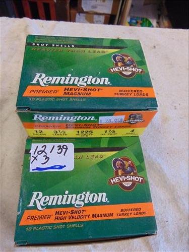 3 Remington Hevi-Shot Magnum Turkey Loads 12 GA: 3 Remington Hevi-Shot Magnum Turkey Loads 12 GA 1 1 3/4 oz 6 shot & 2 1 7/8 oz 4 shot