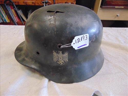 German Helmet Swastika Decal on Side Hole on Top: German Helmet Swastika Decal on Side Hole on Top