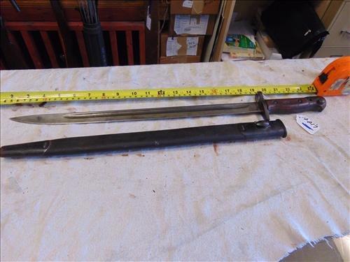 Bayonet with Leather Sheathe Marked NOXWIX 11M '19: Bayonet with Leather Sheathe Marked NOXWIX 11M '19 190'