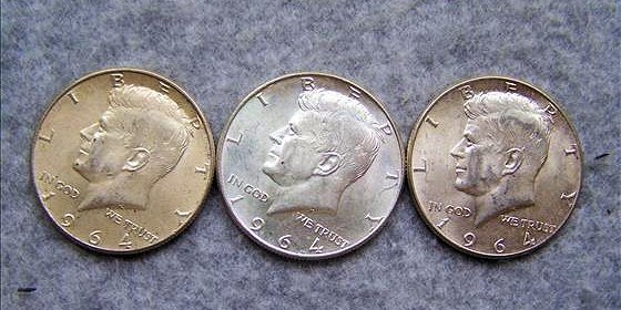 3 1964 Kennedy Silver halves: 3 1964 Kennedy Silver halves
