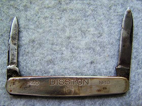 Disston 1840-1940 Steel Pocket Knife: Disston 1840-1940 Steel Pocket Knife -Closed 3" - 2 Blades 1 7/8" and 1 1/2"