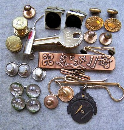 Lot of Assorted Buttons, Tie Tacs, etc.: Lot of Assorted Buttons, Tie Tacs, etc.