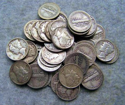 Roll Mercury Dimes - Various Dates: Roll Mercury Dimes - Various Dates