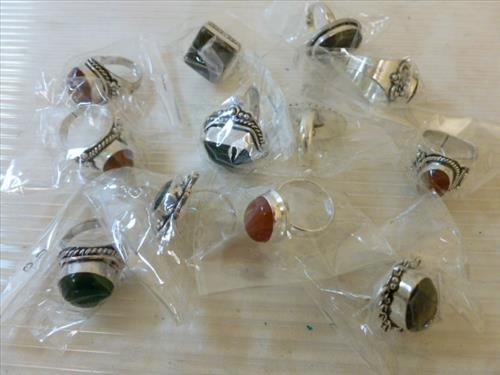 12 new rings with different colored stone- some marked: 12 new rings with different colored stone- some marked 925 -new in bag
