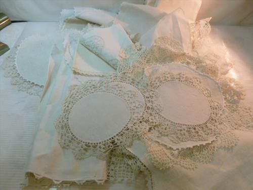Nice lot Linens with crochet trims different shape: Nice lot Linens with crochet trims different shape styles and sizes good condition