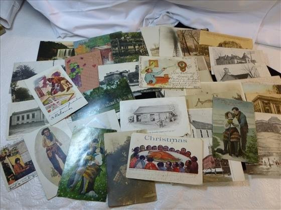 Lot of 38 postcards color and black and white-black-: Lot of 38 postcards color and black and white-black- Indians- soldier-funny-cowboy- all over nice assortment-early 1900's