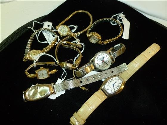 Lot of 8 Ladies watches nice assortment- some 10Kt RPG- (1 of 1)