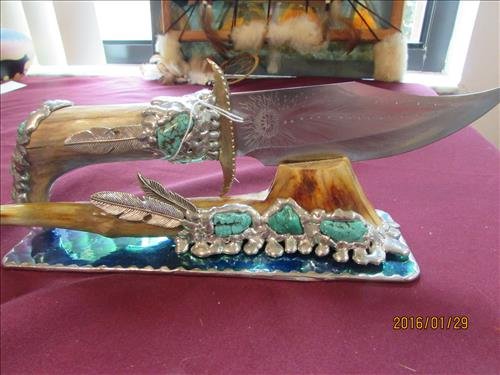 Travis Palmer Knife and Stand - Sterling Silver & (1 of 1)