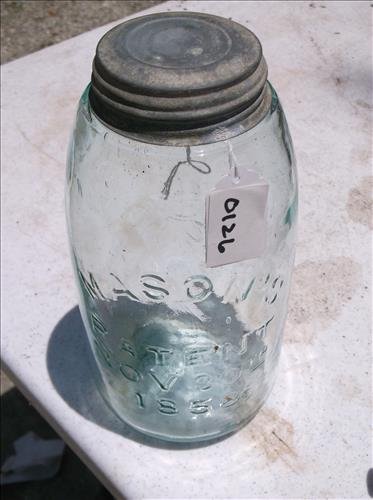 MASON'S PATENT NOV 30th 1858 AQUA GLASS JAR W/LID 9"H (1 of 1)
