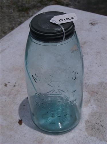 MASON'S PATENT NOV 30th 1858 AQUA GLASS JAR W/LID  9"H (1 of 1)