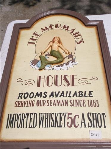 THE MERMAID'S HOUSE WOOD SIGN 26 3/4"H X 17 1/4"W: THE MERMAID'S HOUSE WOOD SIGN 26 3/4"H X 17 1/4"W