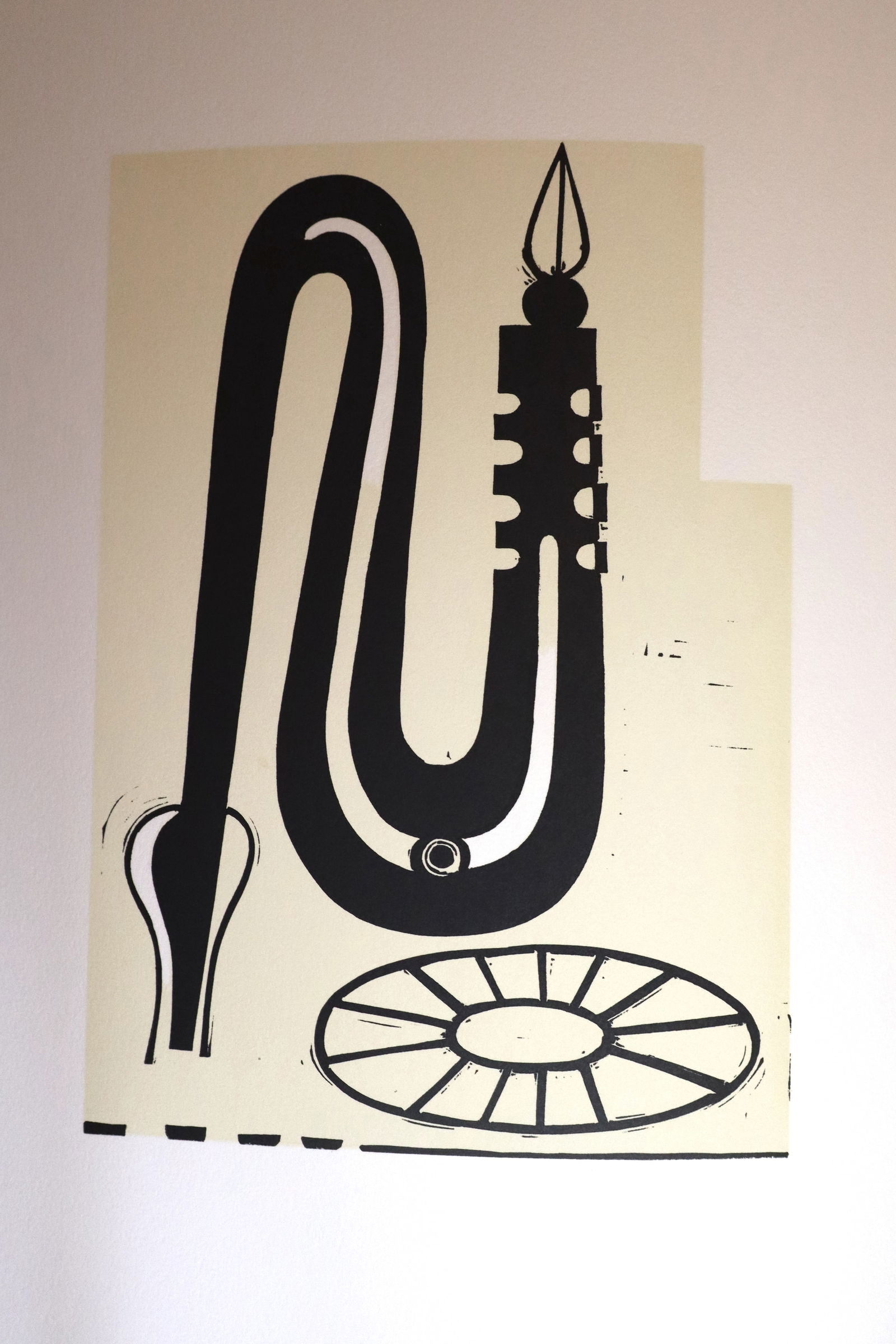 David Storey "Scorpion" Limited Edition Woodcut Print: 1990 Relief print in black and ochre on Somerset paper from "Bestiary" collection. Copy of Artist Signature on cellophane accompanies the print as well as accompanying poem/description by Bradford Mor