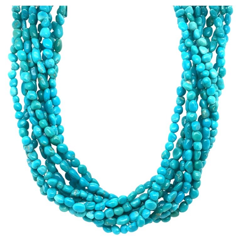 Southwestern Multi Strand Turquoise Necklace in Sterling Silver (1 of 4)