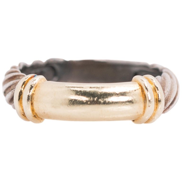 David Yurman Cable Band Ring in Sterling Silver and 14 Karat Yellow Gold (1 of 5)