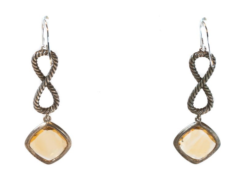 David Yurman Sterling Silver and Citrine Dangle Earrings (1 of 3)