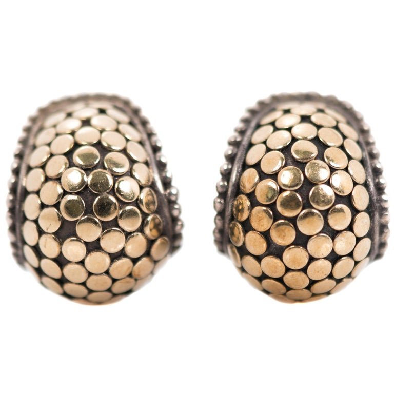 John Hardy Kali Collection 18 Karat Yellow Gold and Sterling Silver Earrings (1 of 2)