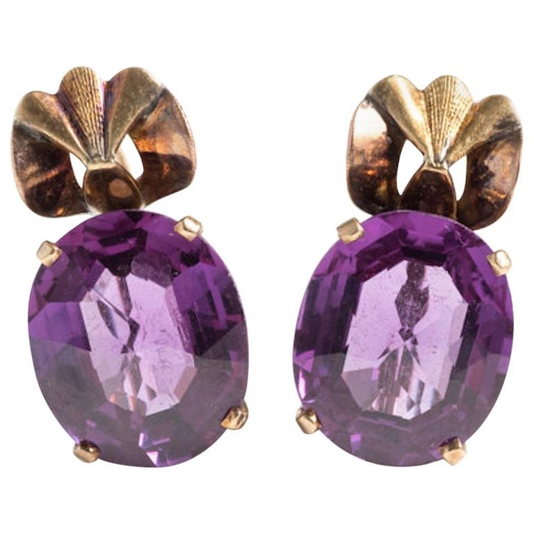 1910 Art Nouveau Purple Mystic Topaz Antique Earrings (1 of 5)