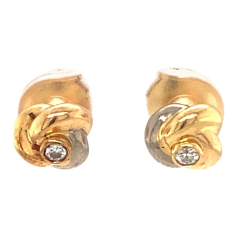 Cartier .08 Carat Diamond Swirl Earrings in 18 Karat Yellow and White Gold (1 of 5)