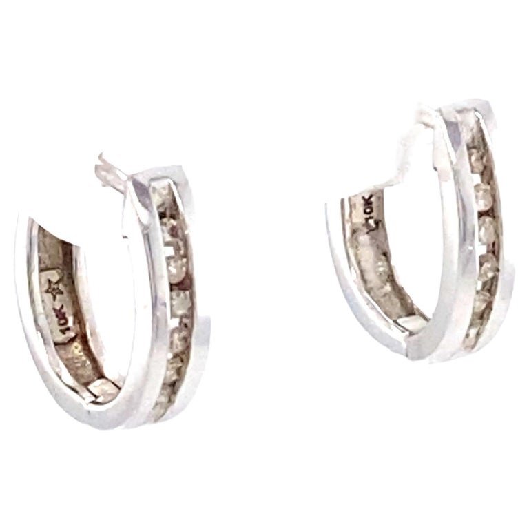 .10 Carat Diamond Huggie Hoop Earrings in 14 Karat White Gold (1 of 4)