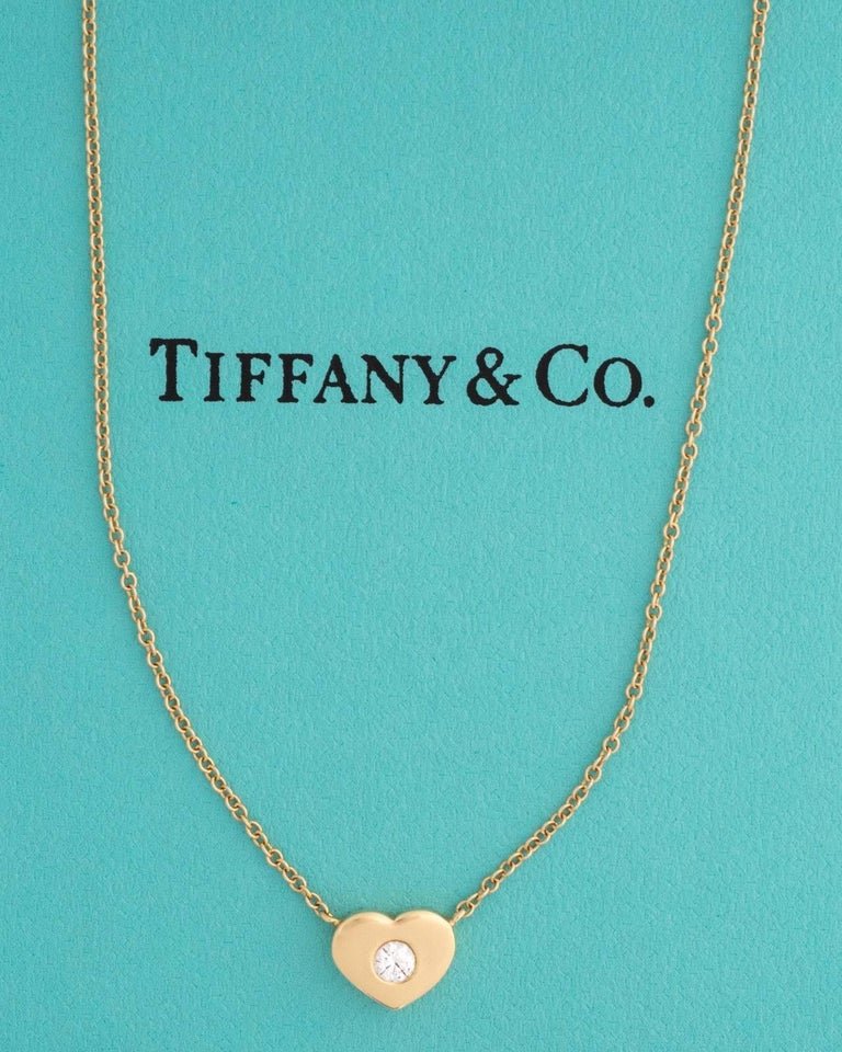 Tiffany and Co. Paloma Picasso Diamond and 18 Karat Gold Heart Pendant Necklace (1 of 1)