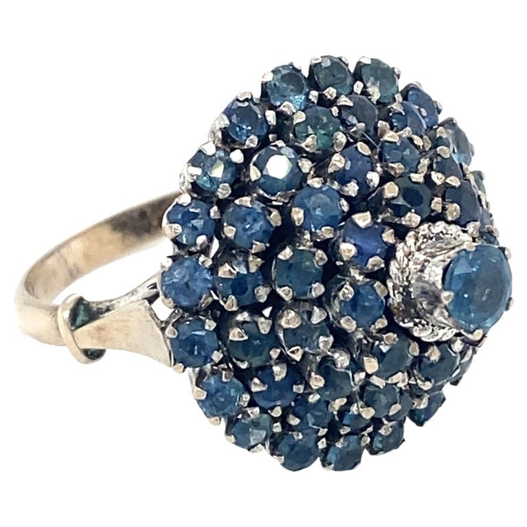 1950s Sapphire Tiered Princess Ring in 14 Karat White Gold (1 of 5)