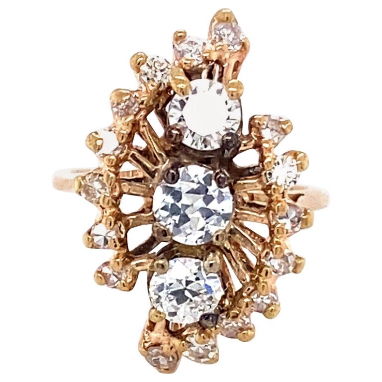 Circa 1920s Art Deco 0.76 Carat Total Diamond Ring in 14 Karat Yellow Gold (1 of 5)